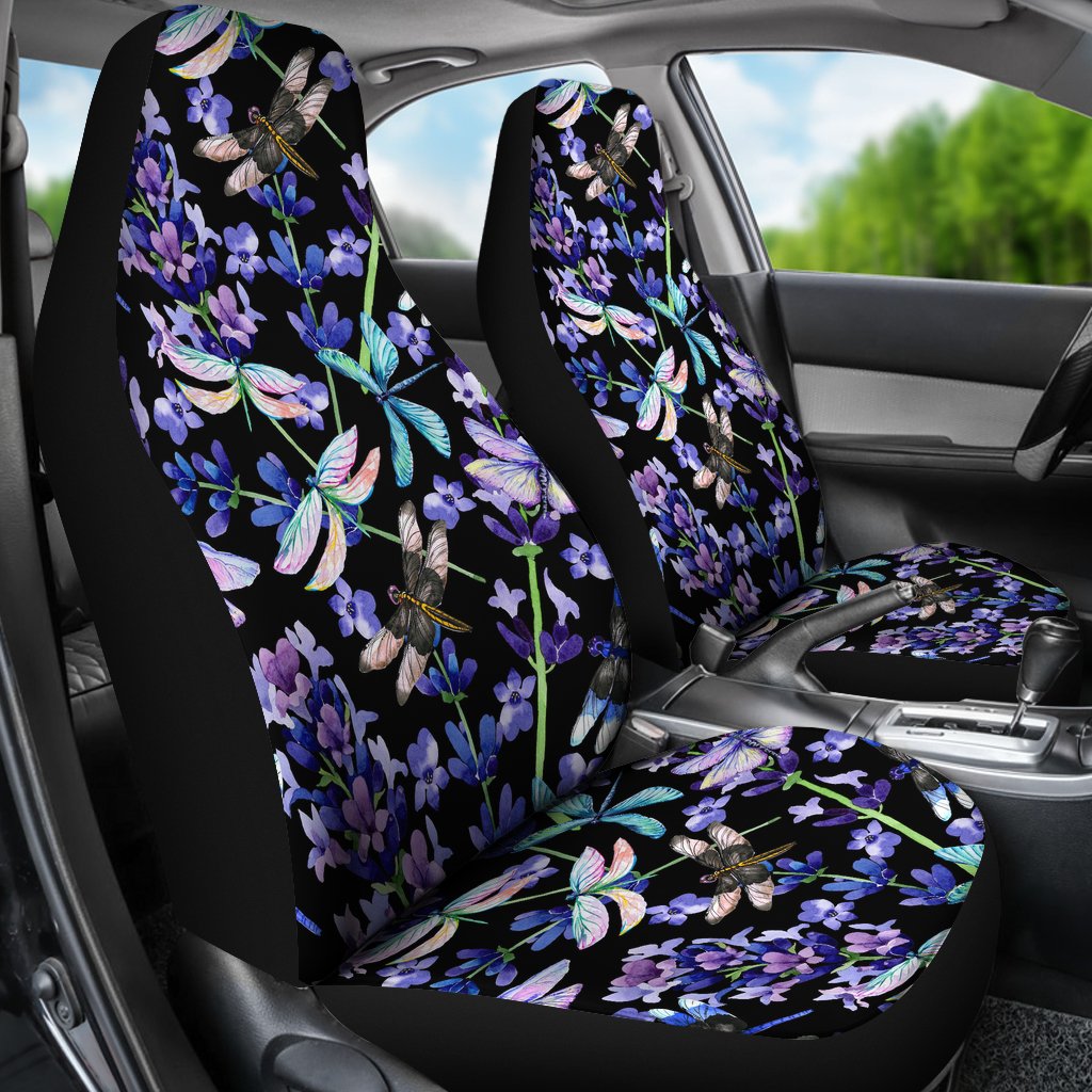 Lavender Dragonfly Pattern Print Design LV03 Universal Fit Car Seat Covers-JorJune