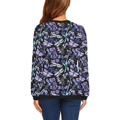 Lavender Dragonfly Pattern Print Design LV03 Women Long Sleeve Sweatshirt-JorJune