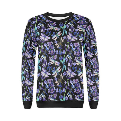 Lavender Dragonfly Pattern Print Design LV03 Women Long Sleeve Sweatshirt-JorJune