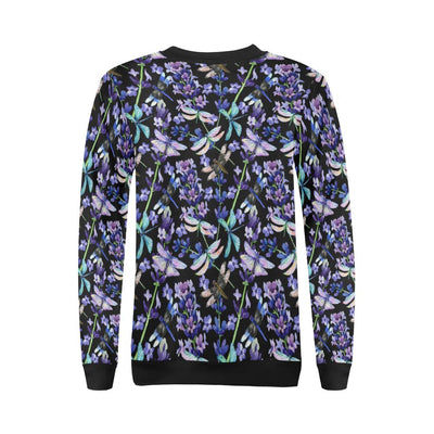 Lavender Dragonfly Pattern Print Design LV03 Women Long Sleeve Sweatshirt-JorJune