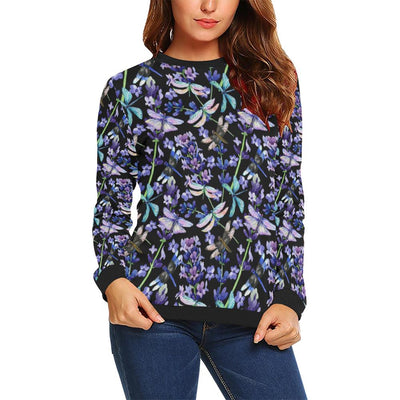 Lavender Dragonfly Pattern Print Design LV03 Women Long Sleeve Sweatshirt-JorJune