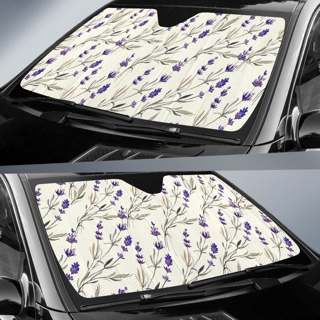Lavender Pattern Print Design 01 Car Sun Shades-JORJUNE.COM