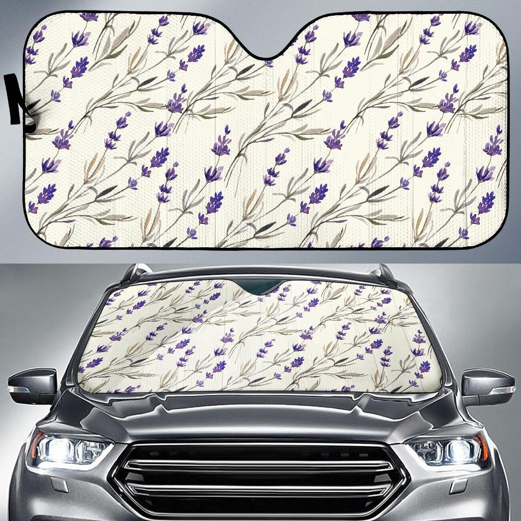 Lavender Pattern Print Design 01 Car Sun Shades-JORJUNE.COM