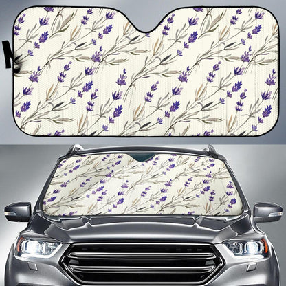 Lavender Pattern Print Design 01 Car Sun Shades-JORJUNE.COM
