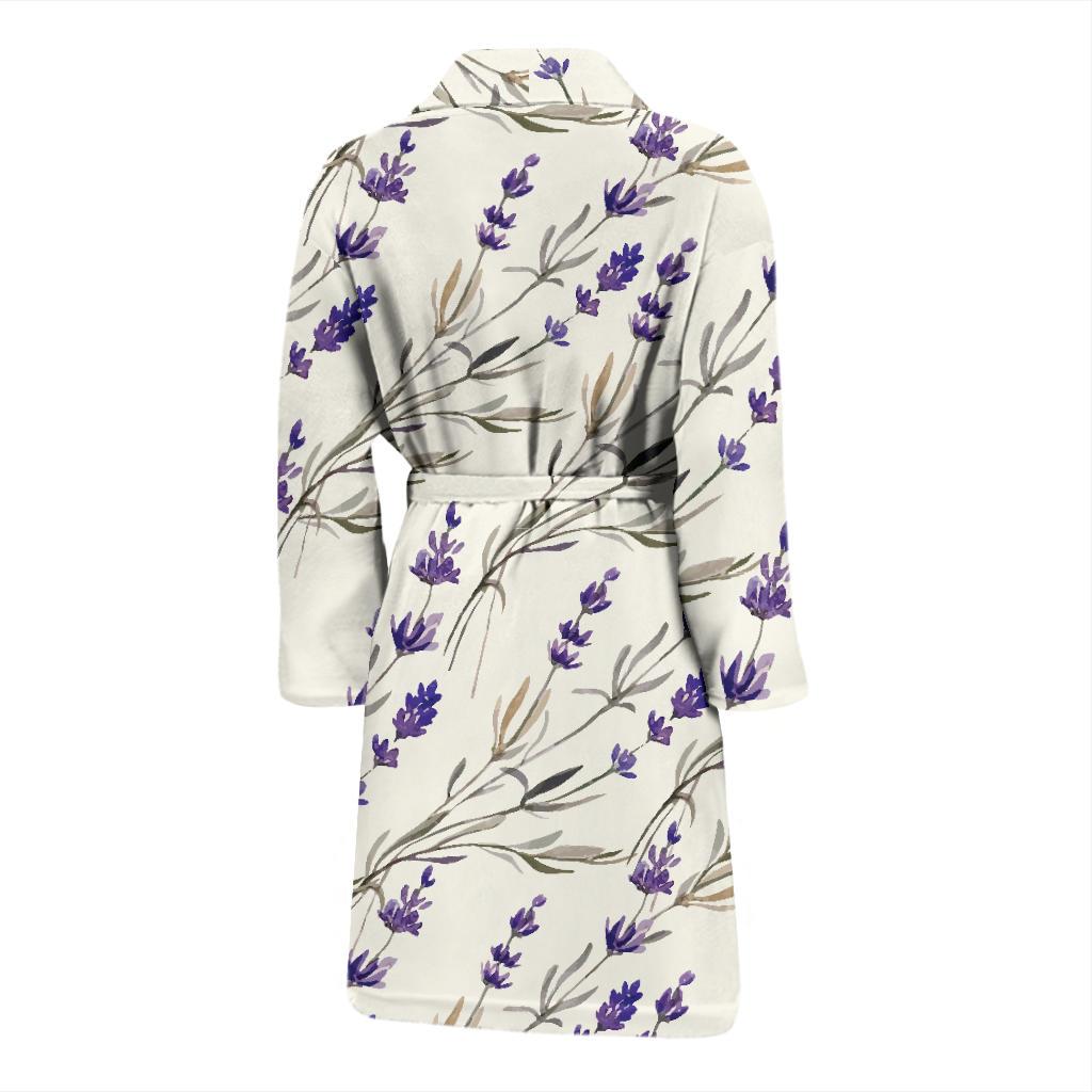Lavender Pattern Print Design 01 Men Bathrobe-JORJUNE.COM