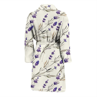 Lavender Pattern Print Design 01 Men Bathrobe-JORJUNE.COM