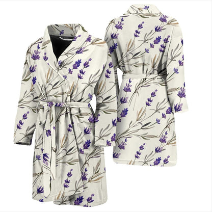 Lavender Pattern Print Design 01 Men Bathrobe-JORJUNE.COM