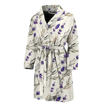 Lavender Pattern Print Design 01 Men Bathrobe-JORJUNE.COM