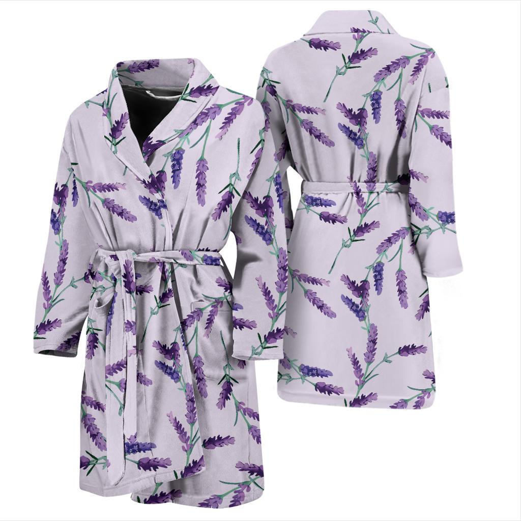 Lavender Pattern Print Design 02 Men Bathrobe-JORJUNE.COM