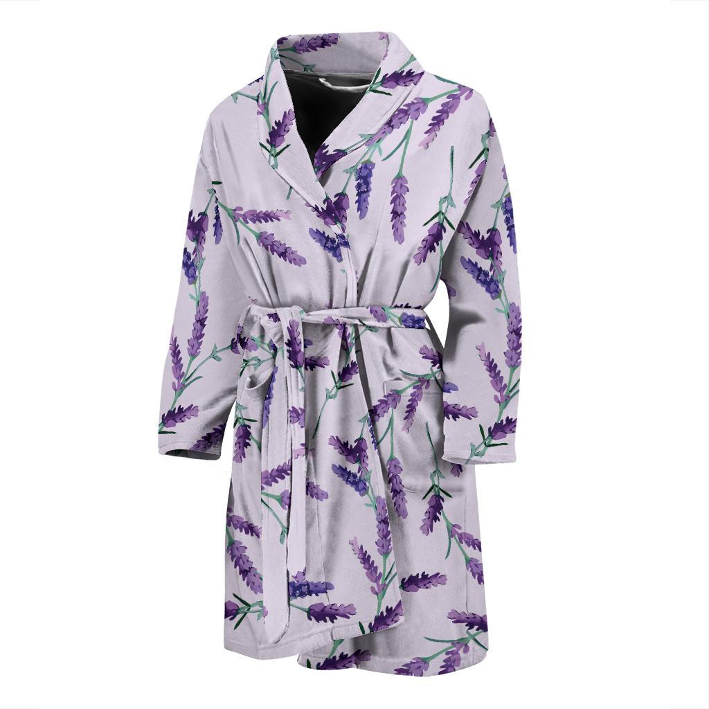 Lavender Pattern Print Design 02 Men Bathrobe-JORJUNE.COM