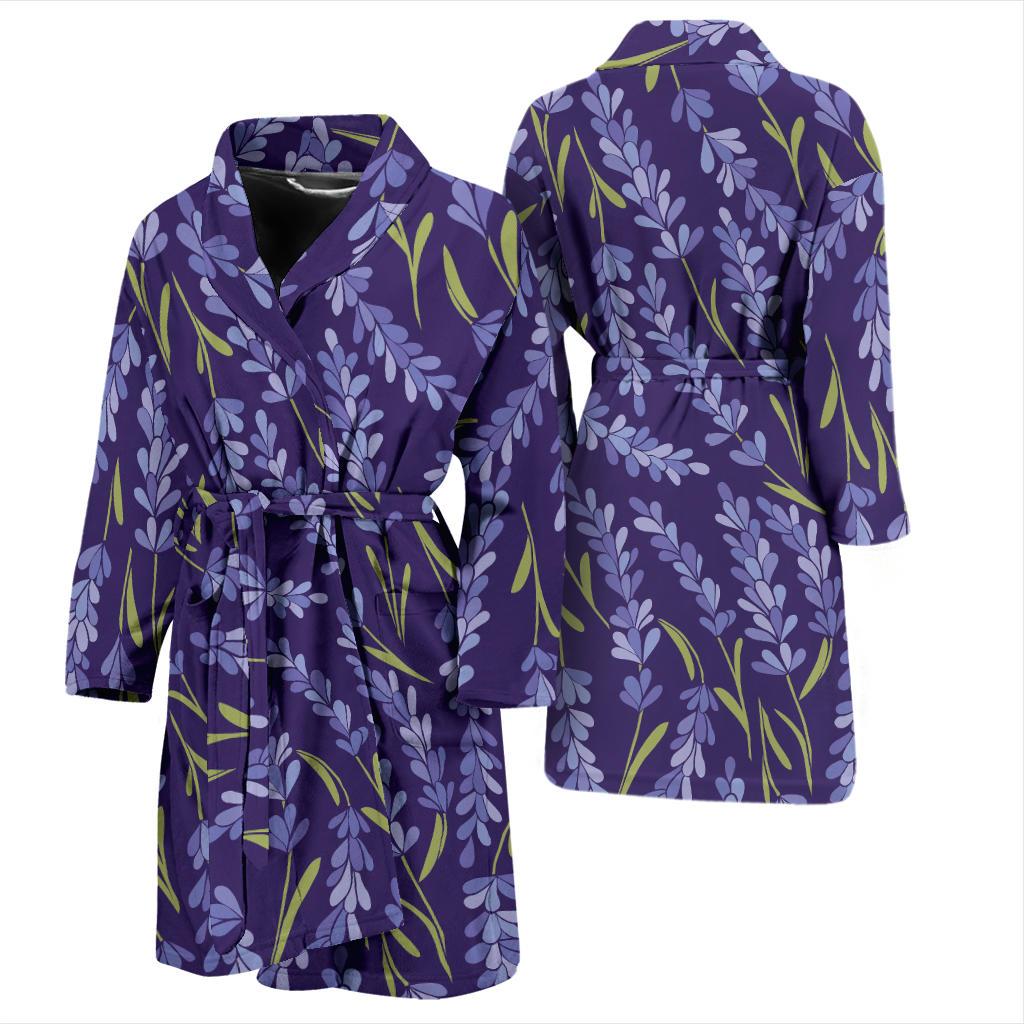 Lavender Pattern Print Design 03 Men Bathrobe-JORJUNE.COM