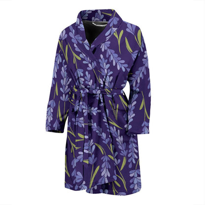 Lavender Pattern Print Design 03 Men Bathrobe-JORJUNE.COM