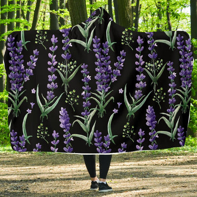Lavender Pattern Print Design LV01 Hooded Blanket-JORJUNE.COM