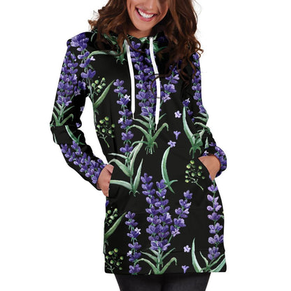 Lavender Pattern Print Design LV01 Women Hoodie Dress