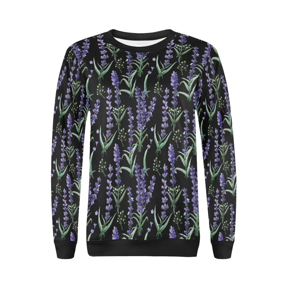 Lavender Pattern Print Design LV01 Women Long Sleeve Sweatshirt-JorJune
