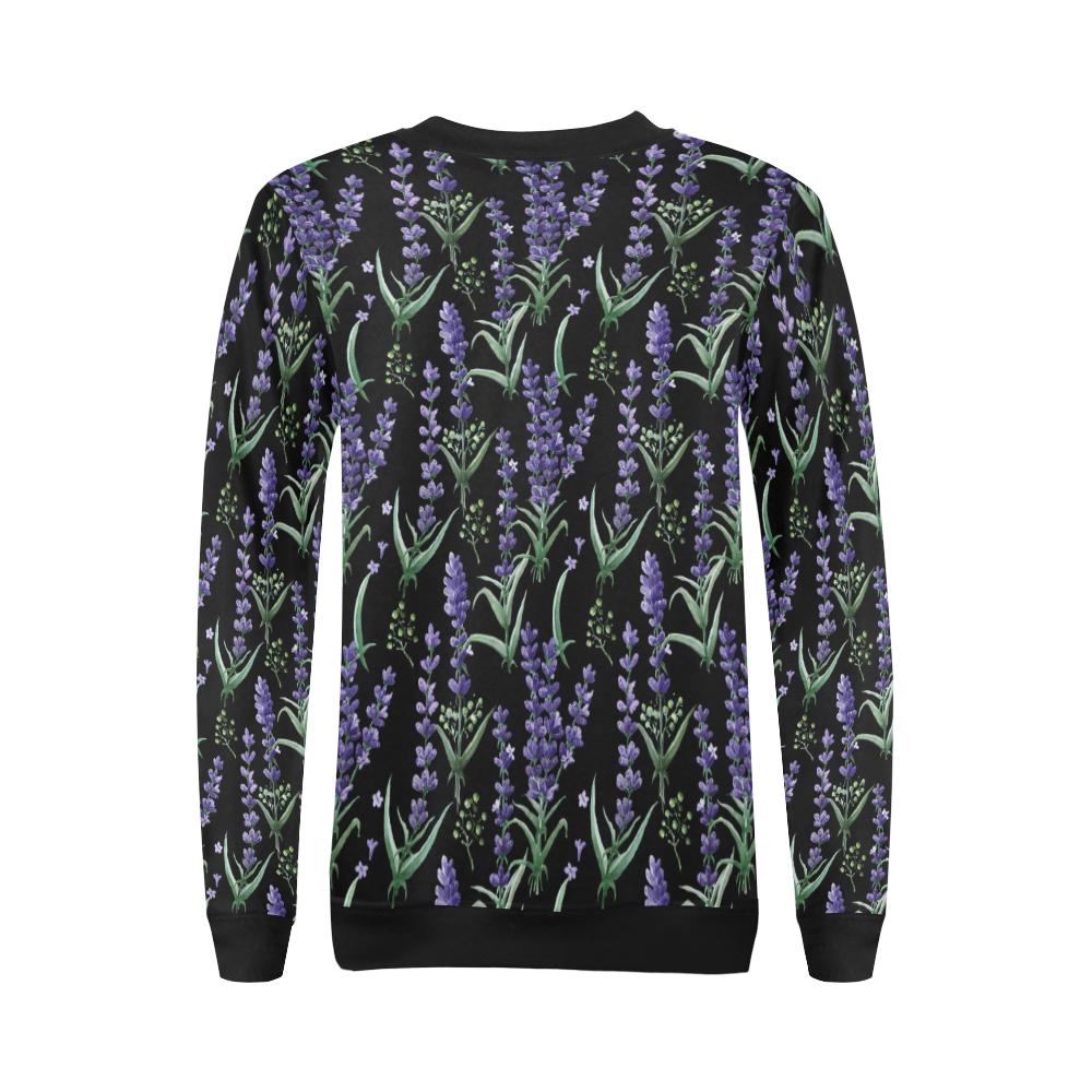 Lavender Pattern Print Design LV01 Women Long Sleeve Sweatshirt-JorJune