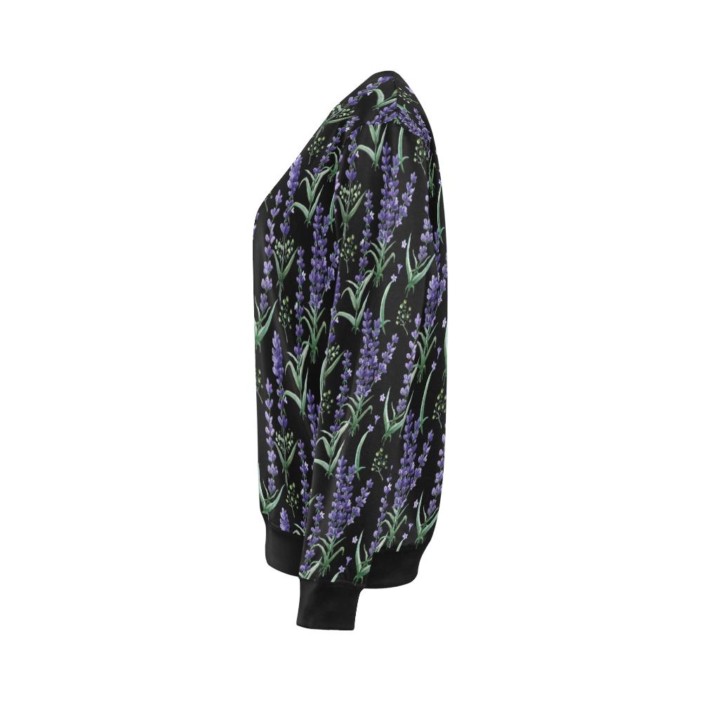 Lavender Pattern Print Design LV01 Women Long Sleeve Sweatshirt-JorJune