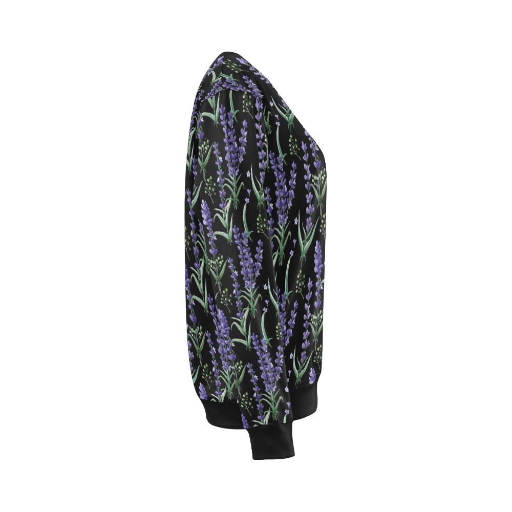 Lavender Pattern Print Design LV01 Women Long Sleeve Sweatshirt-JorJune