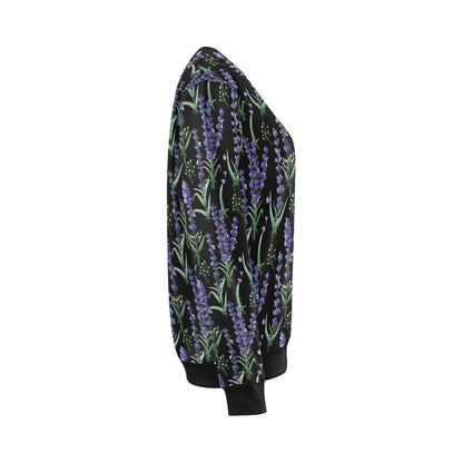Lavender Pattern Print Design LV01 Women Long Sleeve Sweatshirt-JorJune