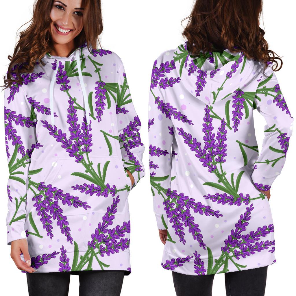 Lavender Pattern Print Design LV02 Women Hoodie Dress
