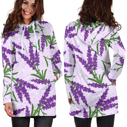 Lavender Pattern Print Design LV02 Women Hoodie Dress