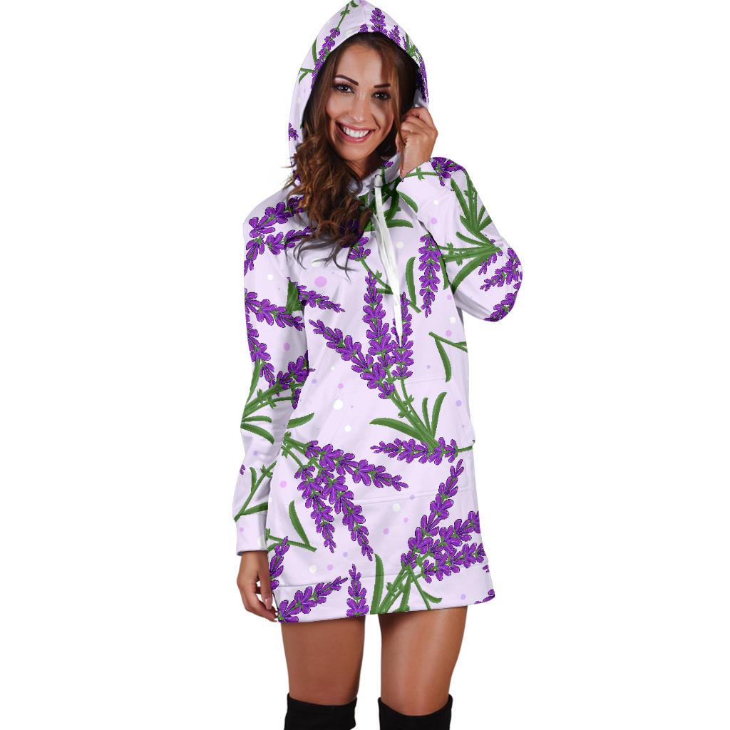 Lavender Pattern Print Design LV02 Women Hoodie Dress