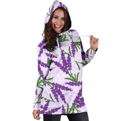 Lavender Pattern Print Design LV02 Women Hoodie Dress