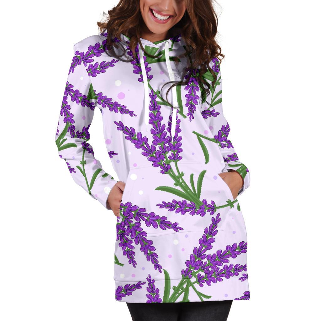 Lavender Pattern Print Design LV02 Women Hoodie Dress