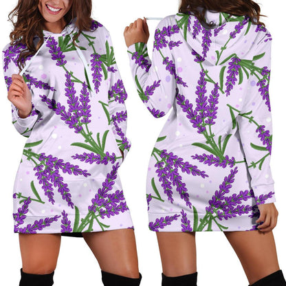 Lavender Pattern Print Design LV02 Women Hoodie Dress
