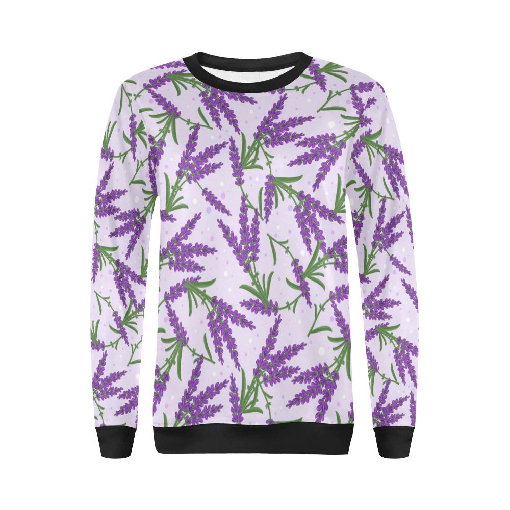Lavender Pattern Print Design LV02 Women Long Sleeve Sweatshirt-JorJune