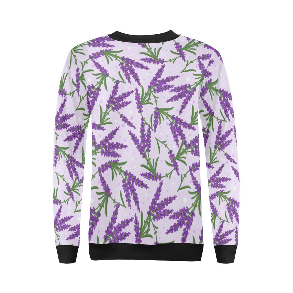 Lavender Pattern Print Design LV02 Women Long Sleeve Sweatshirt-JorJune