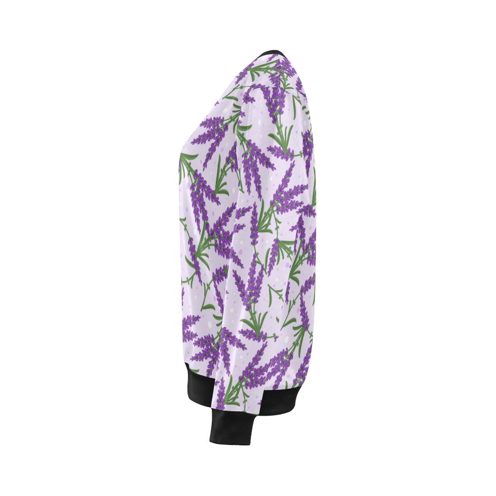 Lavender Pattern Print Design LV02 Women Long Sleeve Sweatshirt-JorJune