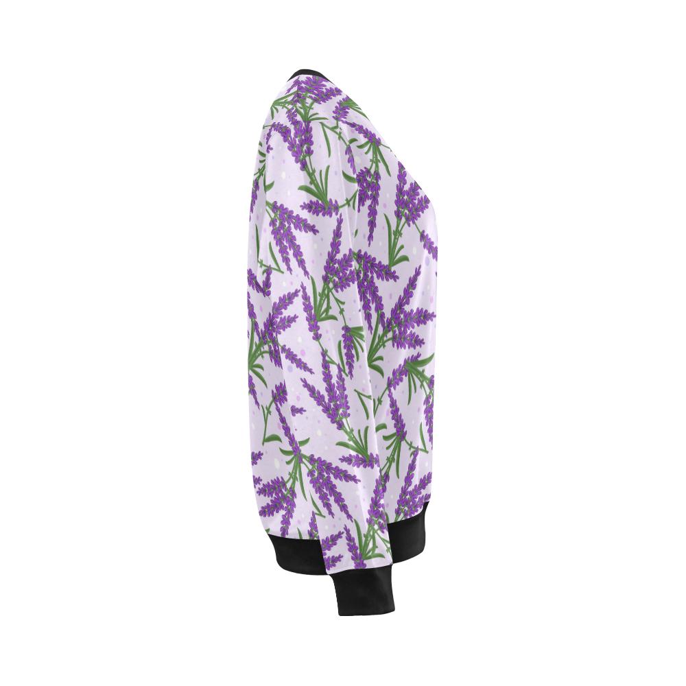 Lavender Pattern Print Design LV02 Women Long Sleeve Sweatshirt-JorJune