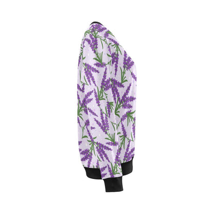 Lavender Pattern Print Design LV02 Women Long Sleeve Sweatshirt-JorJune