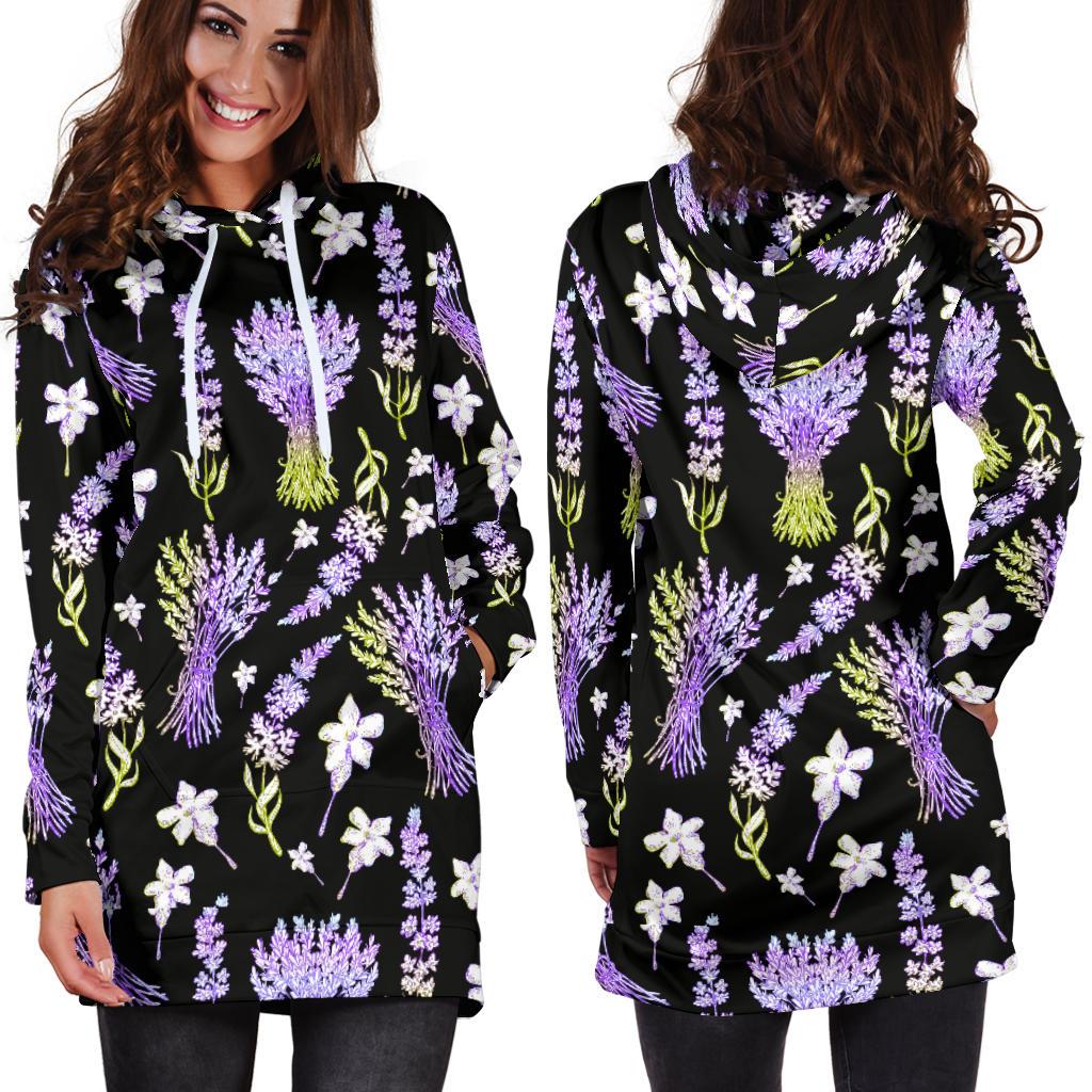 Lavender Pattern Print Design LV04 Women Hoodie Dress