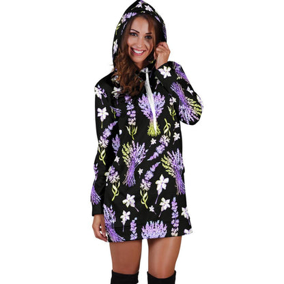 Lavender Pattern Print Design LV04 Women Hoodie Dress