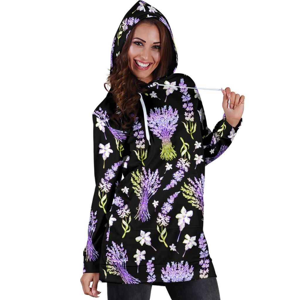 Lavender Pattern Print Design LV04 Women Hoodie Dress