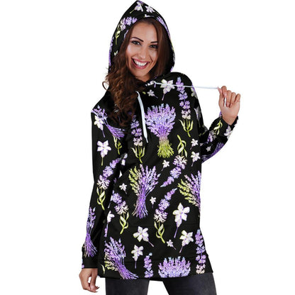 Lavender Pattern Print Design LV04 Women Hoodie Dress