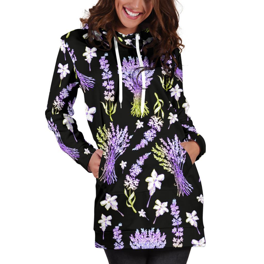 Lavender Pattern Print Design LV04 Women Hoodie Dress