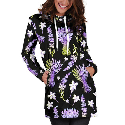 Lavender Pattern Print Design LV04 Women Hoodie Dress