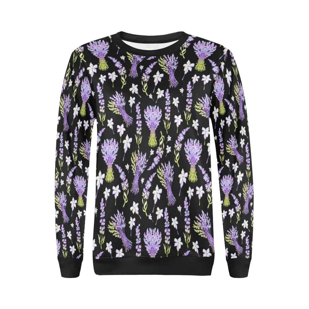 Lavender Pattern Print Design LV04 Women Long Sleeve Sweatshirt-JorJune