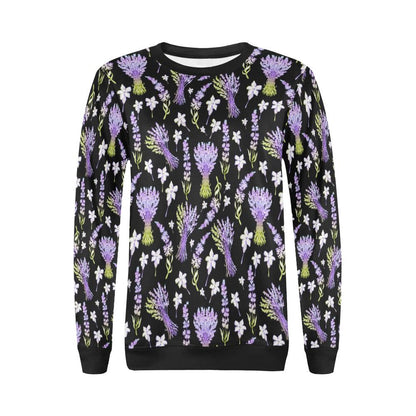 Lavender Pattern Print Design LV04 Women Long Sleeve Sweatshirt-JorJune