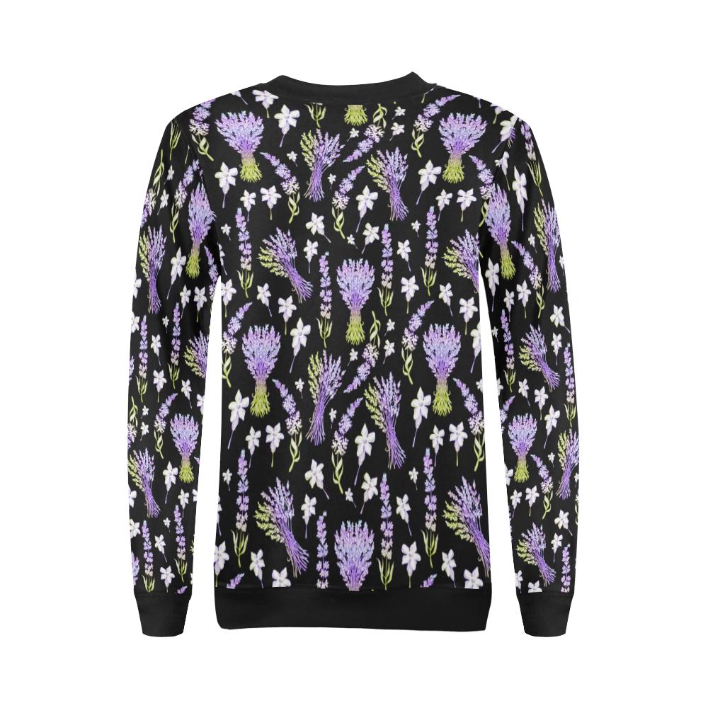 Lavender Pattern Print Design LV04 Women Long Sleeve Sweatshirt-JorJune
