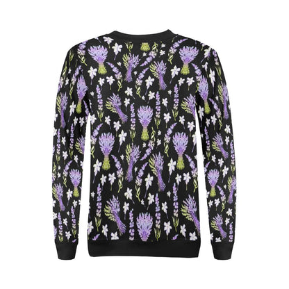 Lavender Pattern Print Design LV04 Women Long Sleeve Sweatshirt-JorJune