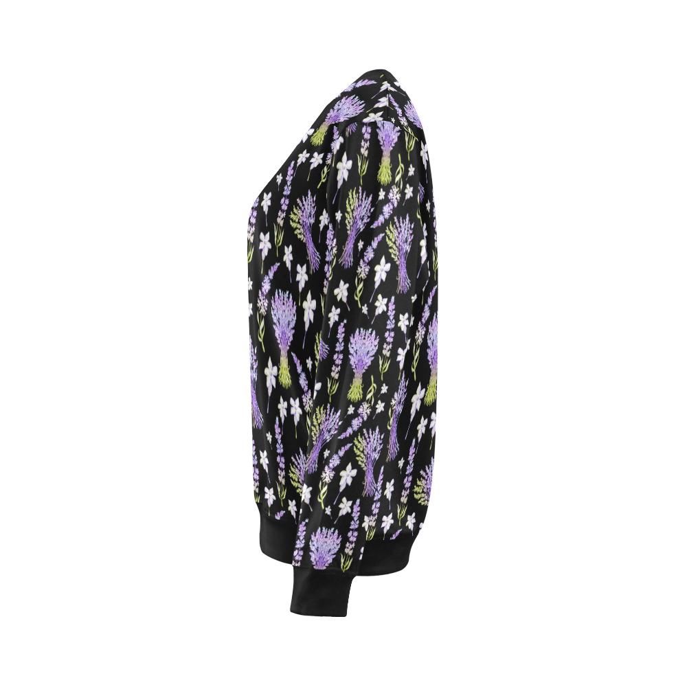 Lavender Pattern Print Design LV04 Women Long Sleeve Sweatshirt-JorJune