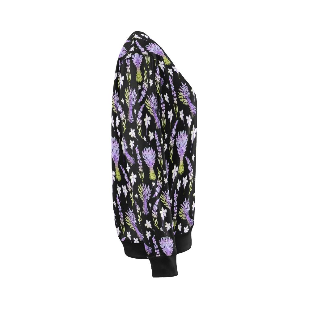 Lavender Pattern Print Design LV04 Women Long Sleeve Sweatshirt-JorJune