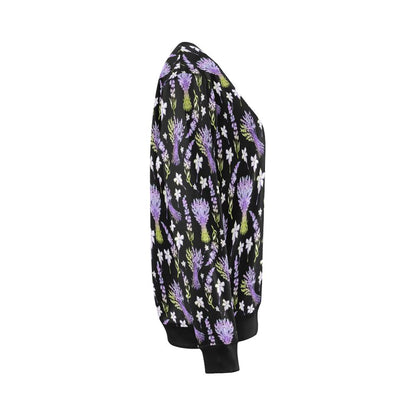 Lavender Pattern Print Design LV04 Women Long Sleeve Sweatshirt-JorJune