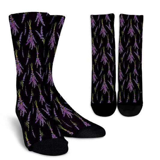 Lavender Pattern Print Design LV05 Crew Socks-JORJUNE.COM