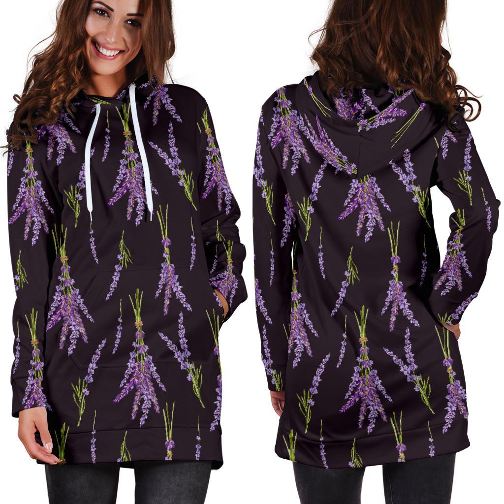 Lavender Pattern Print Design LV05 Women Hoodie Dress