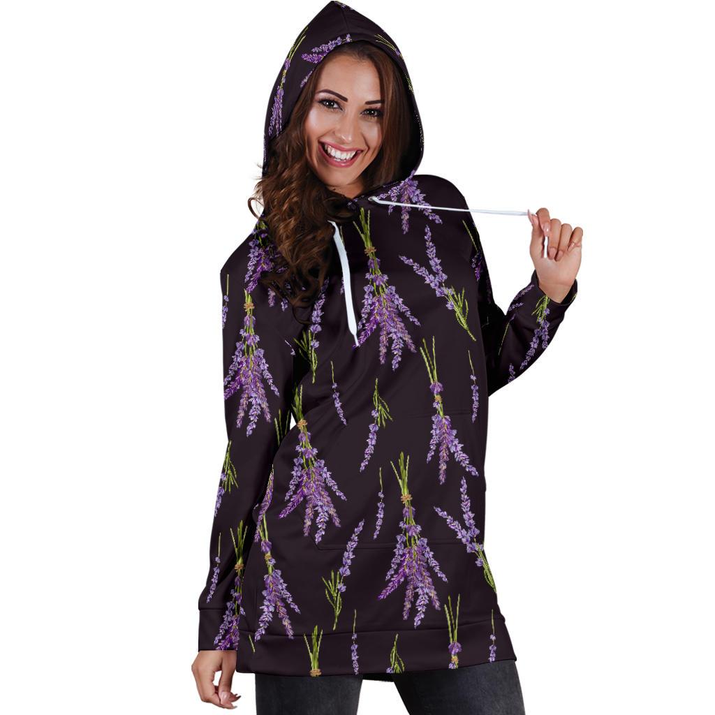 Lavender Pattern Print Design LV05 Women Hoodie Dress